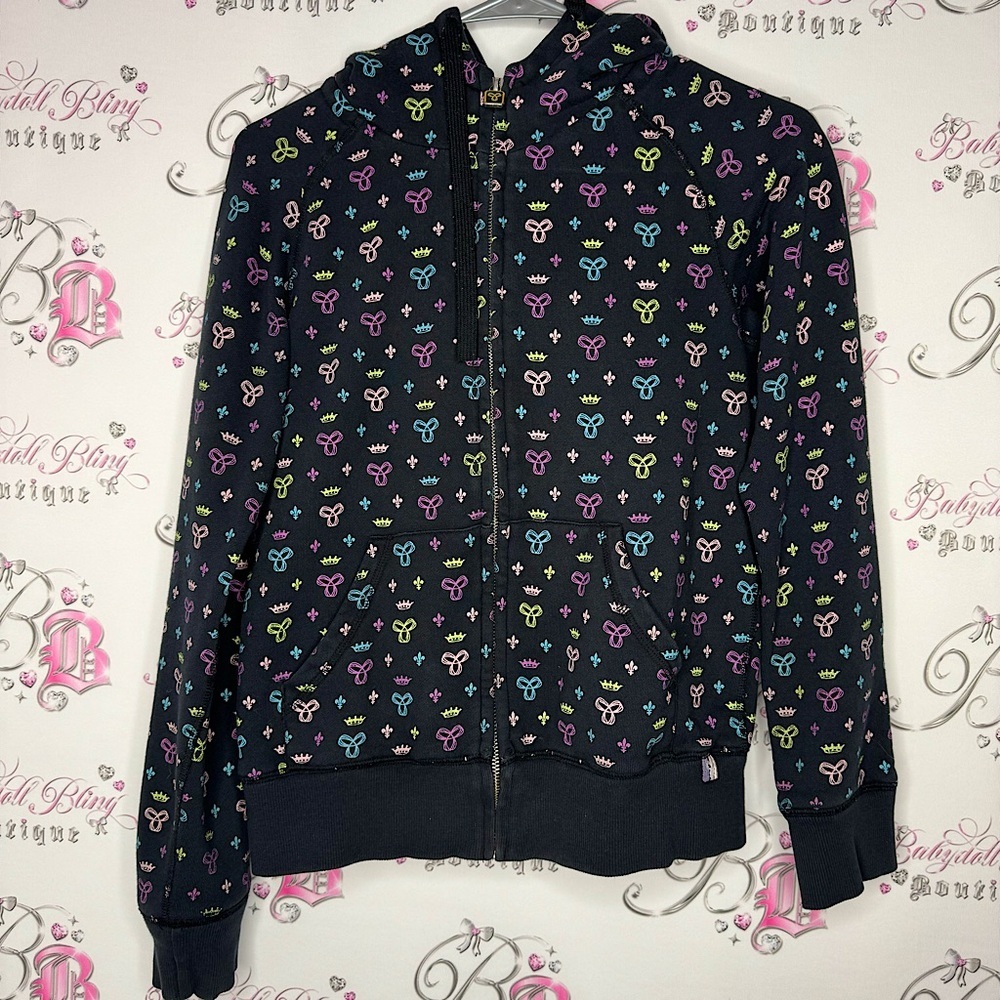 Aritzia TNA sweater zip up crowns logo rainbow multi color soft y2k vintage